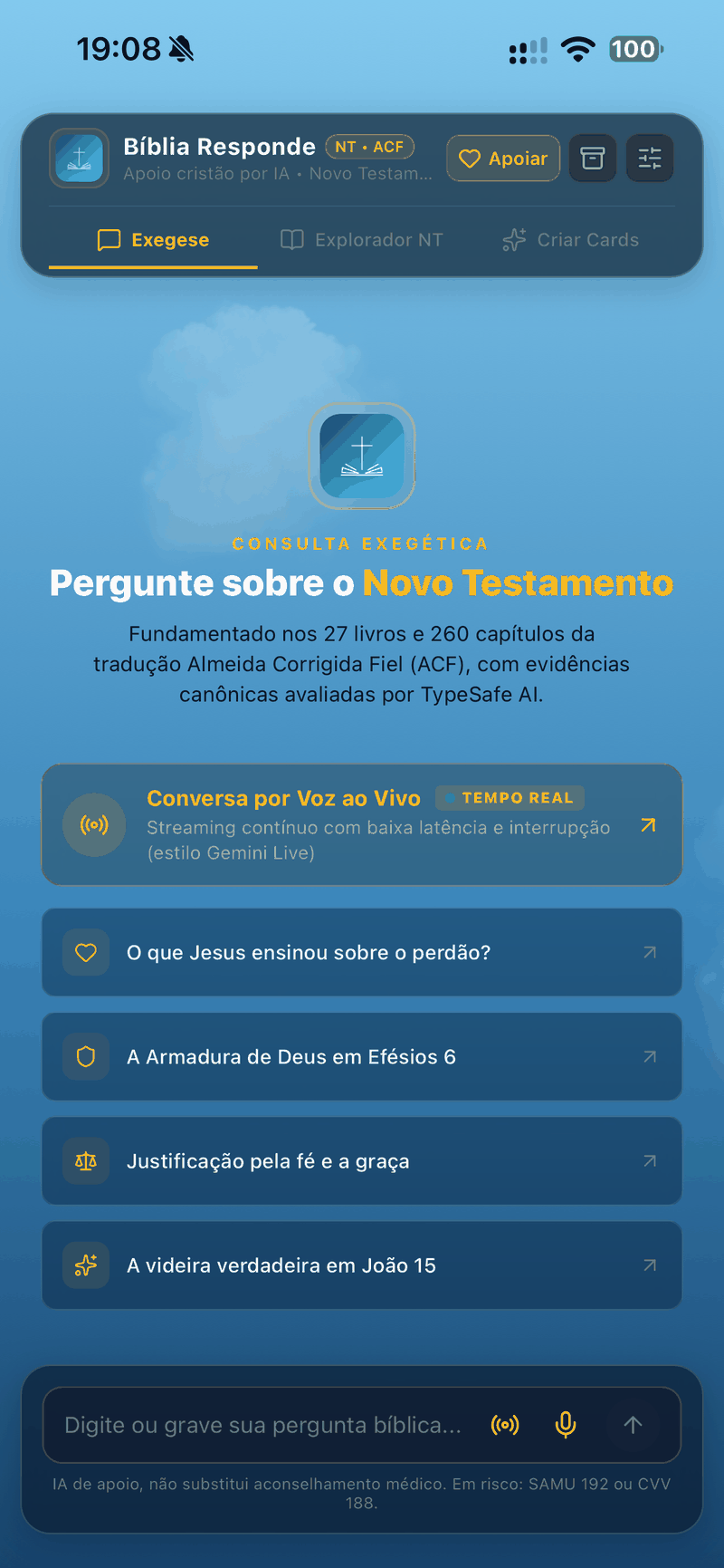 Tela de perguntas e respostas bíblicas — Bíblia Responde