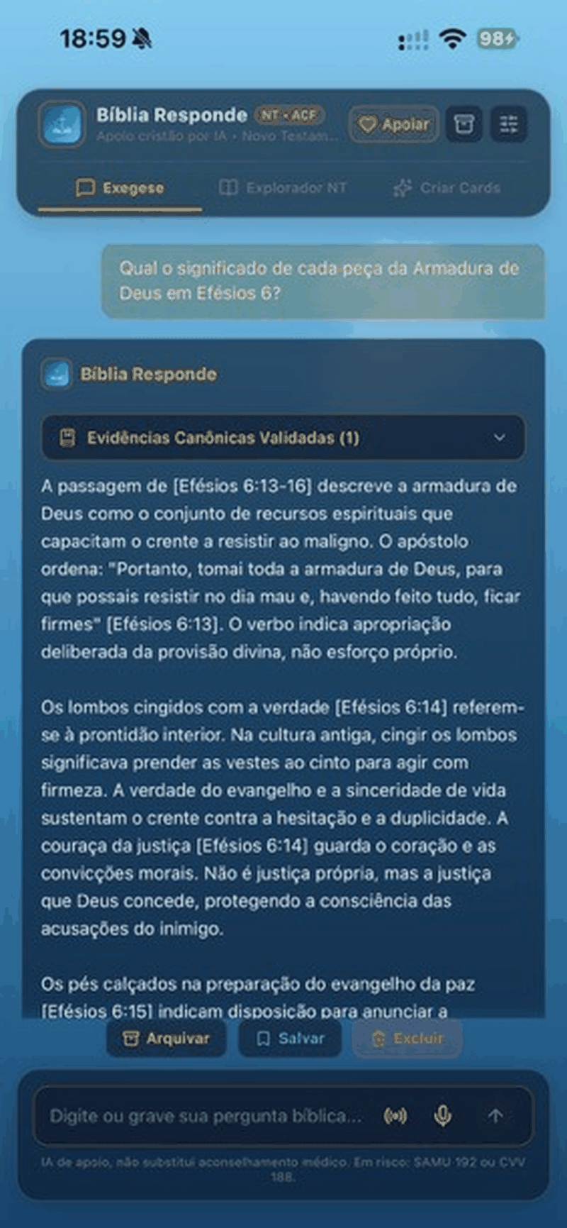 Tela de exegese canônica e evidências validadas — Bíblia Responde